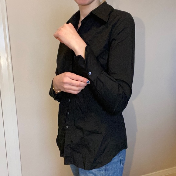 Tahari black button down blouse - Picture 2 of 2